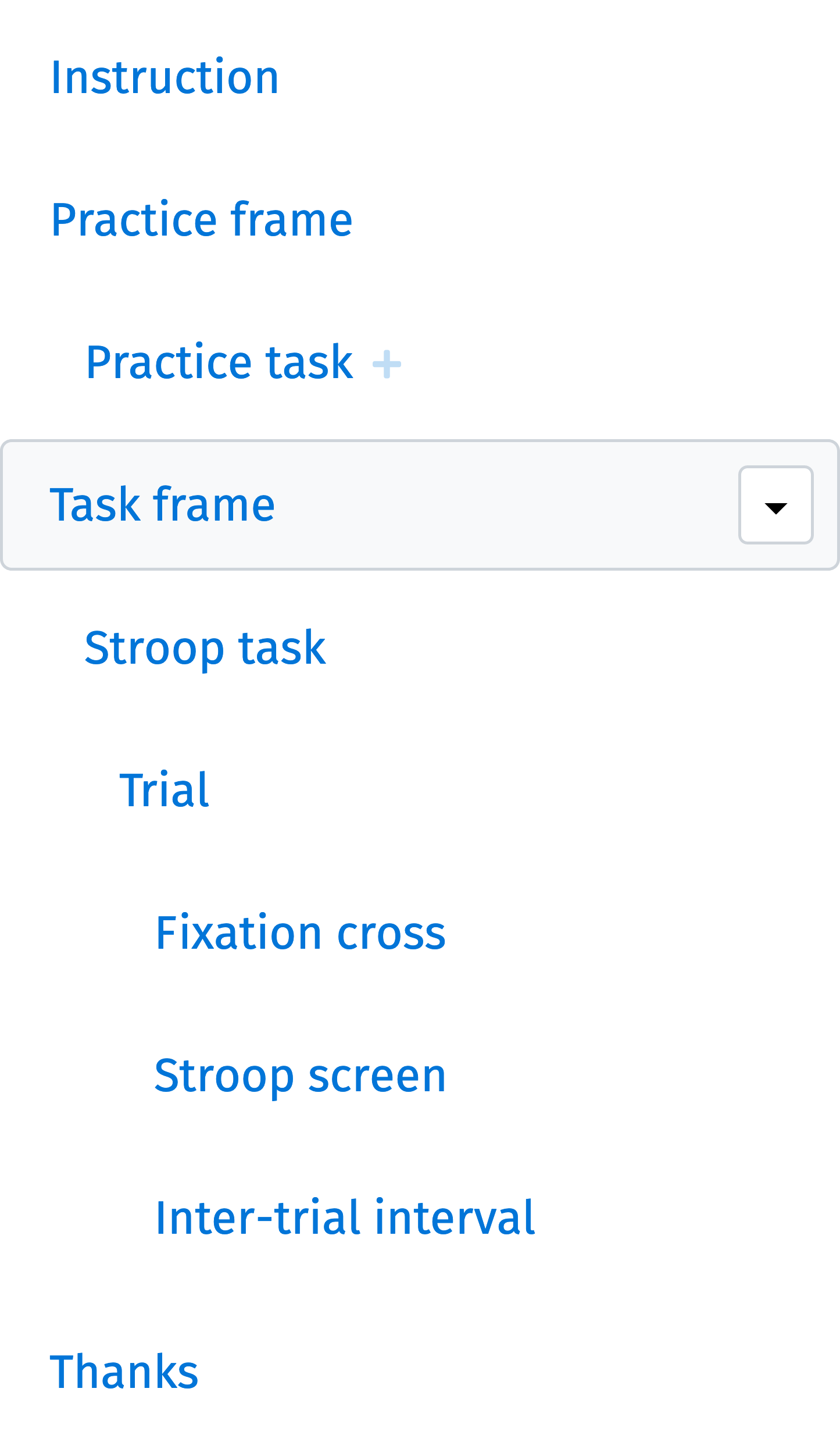 Stroop task with frame around task loop