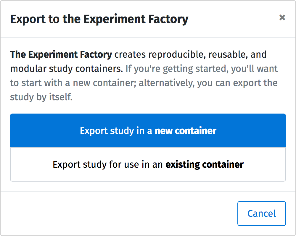 Expfactory export modal