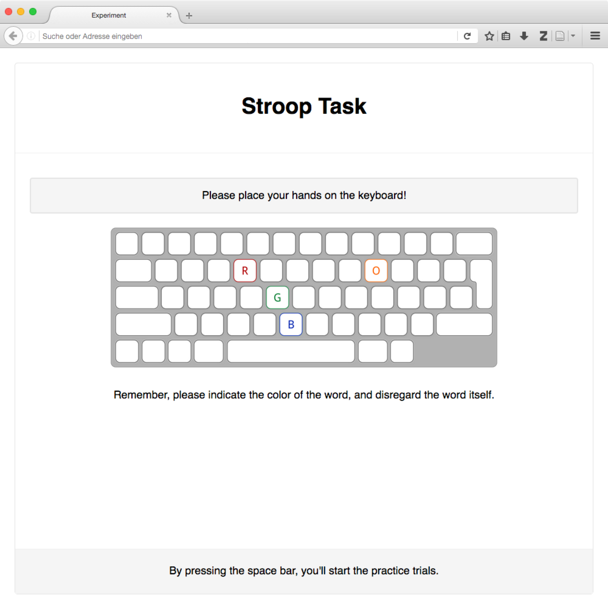 Example: Stroop task instruction